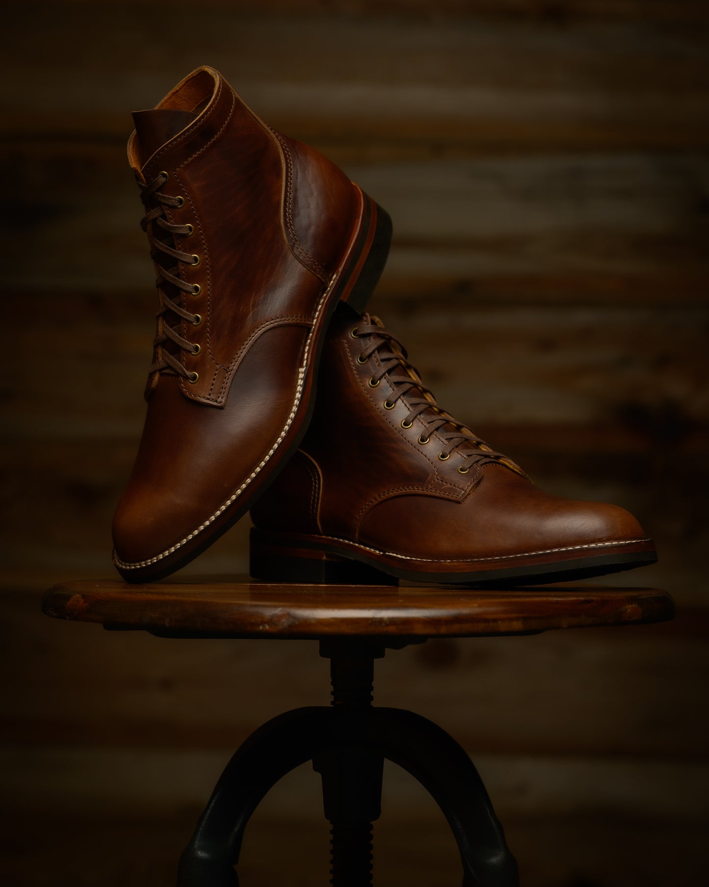 GMTO: Brown CXL Horse Strip Service Boot, 1942 Last